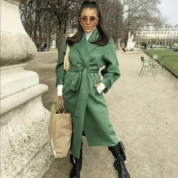 zara coat green